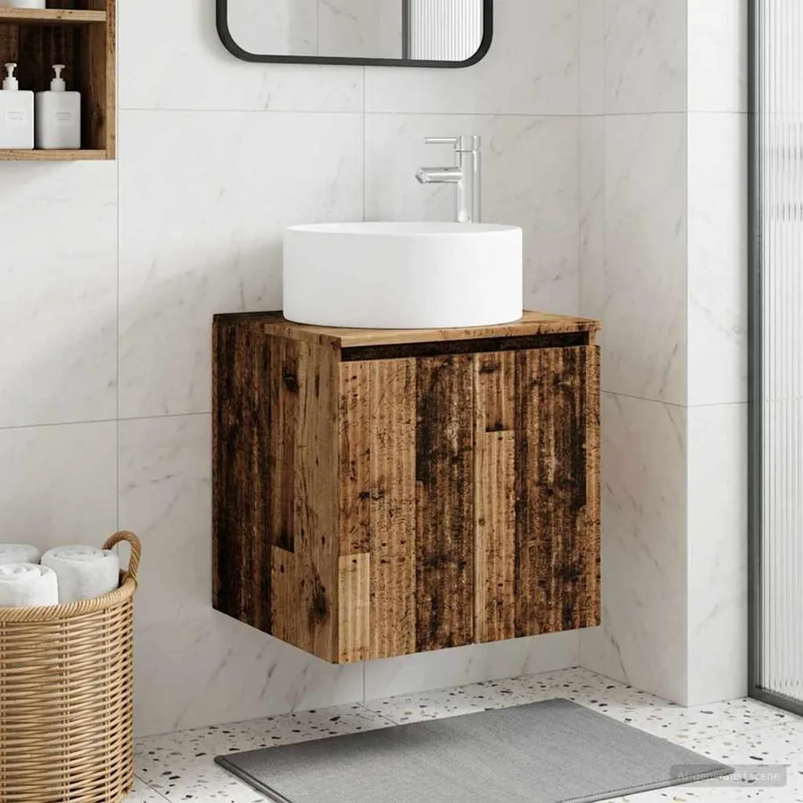 Meuble de lavabo mural Bois ancien 49,5 x 44,5 x 65,5 cm