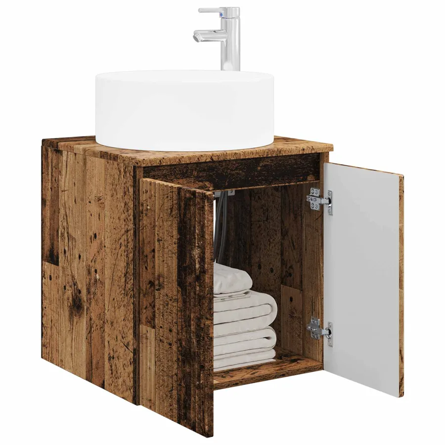 Meuble de lavabo mural Bois ancien 49,5 x 44,5 x 65,5 cm - 3
