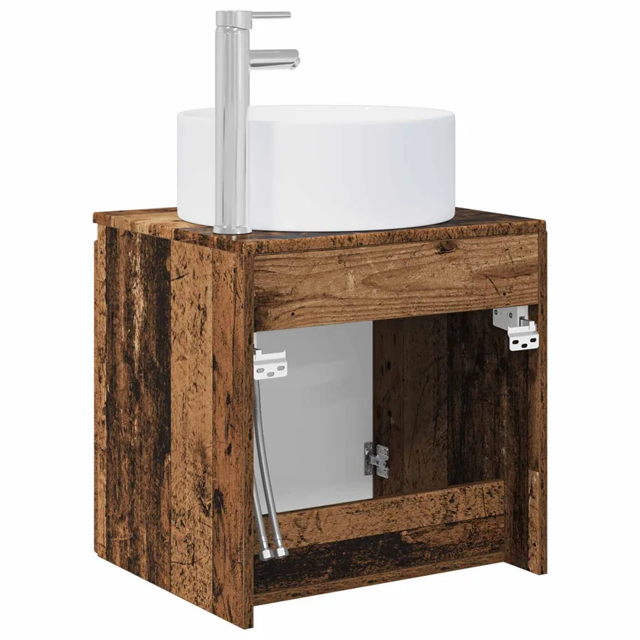 Meuble de lavabo mural Bois ancien 49,5 x 44,5 x 65,5 cm - 5