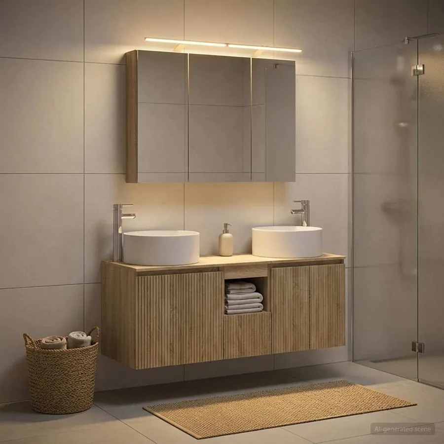 Ensemble d'armoire de salle de bain 4 pcs Chêne Sonoma
