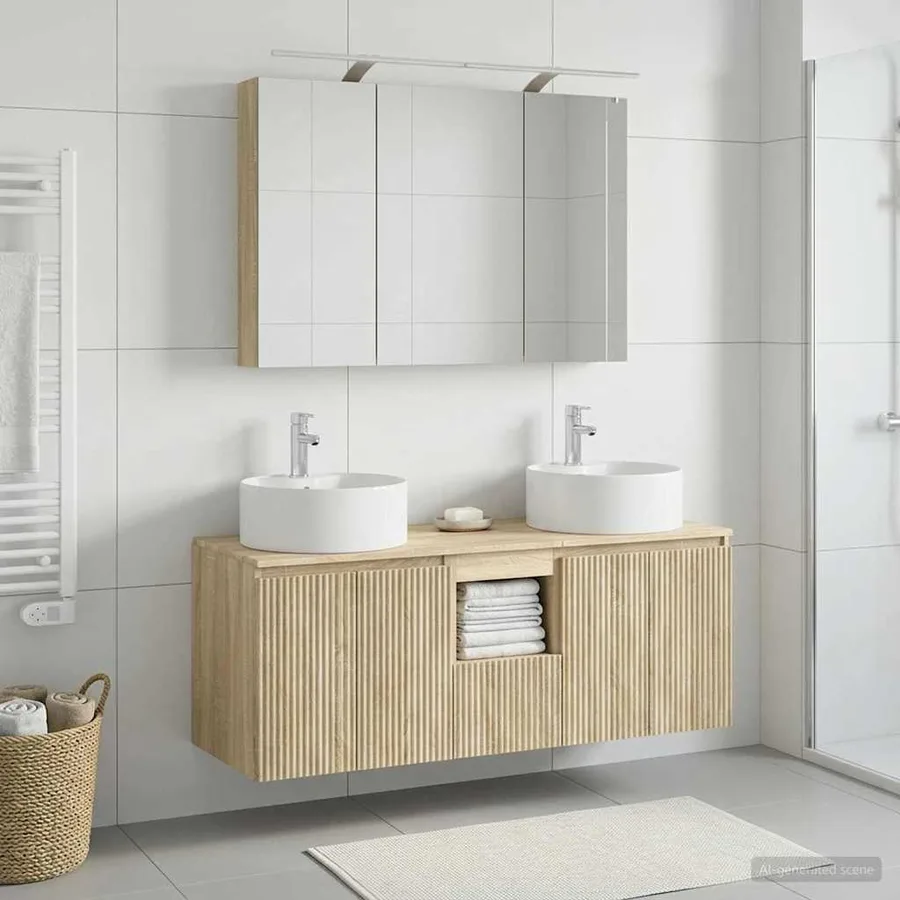 Ensemble d'armoire de salle de bain 4 pcs Chêne Sonoma - 4