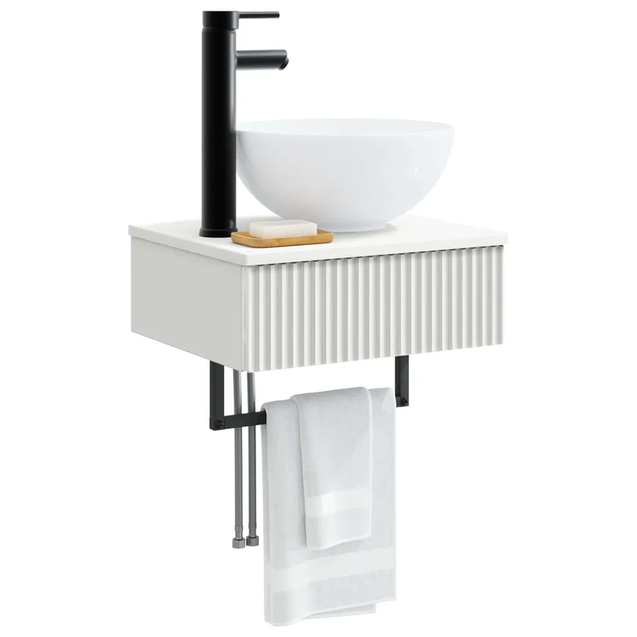 Basin de lavage mural Blanc 40 x 35 x 39 cm Bois d'ingénierie - 3