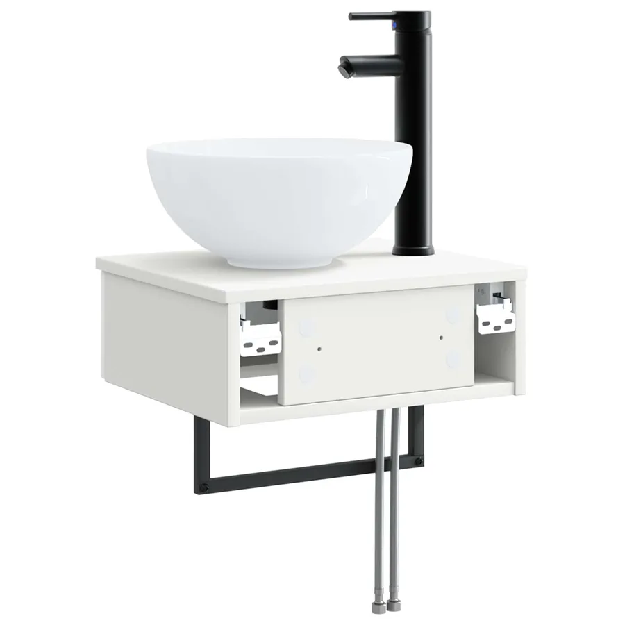 Basin de lavage mural Blanc 40 x 35 x 39 cm Bois d'ingénierie - 5