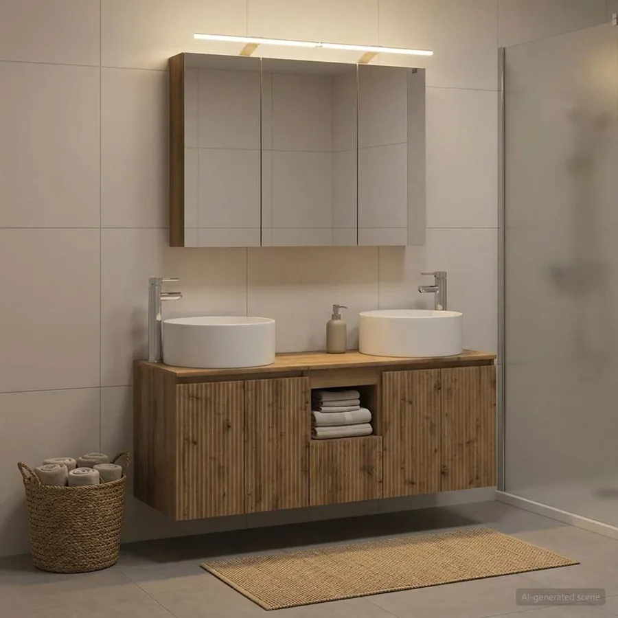 Ensemble d'armoire de salle de bain 4 pc Chêne artisanal