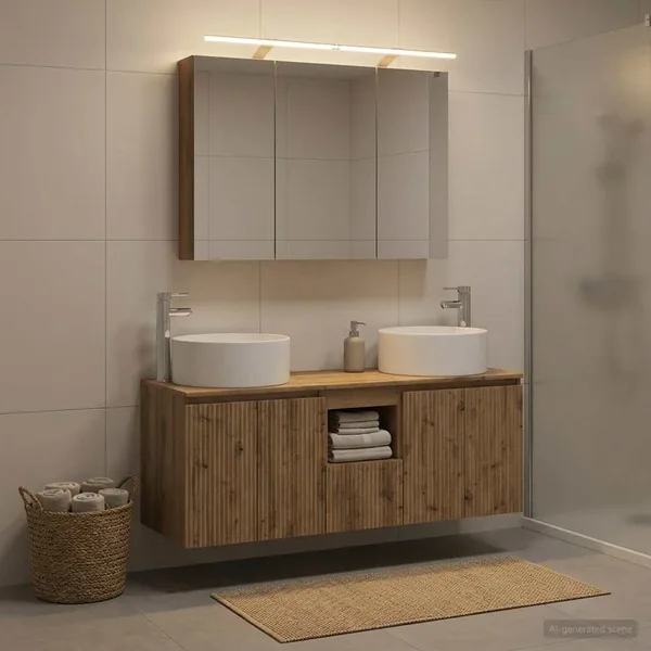 Ensemble d'armoire de salle de bain 4 pc Chêne artisanal