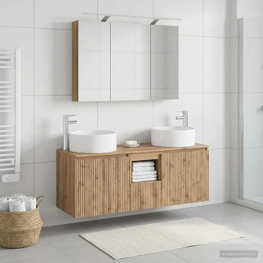 Ensemble d'armoire de salle de bain 4 pc Chêne artisanal - 4