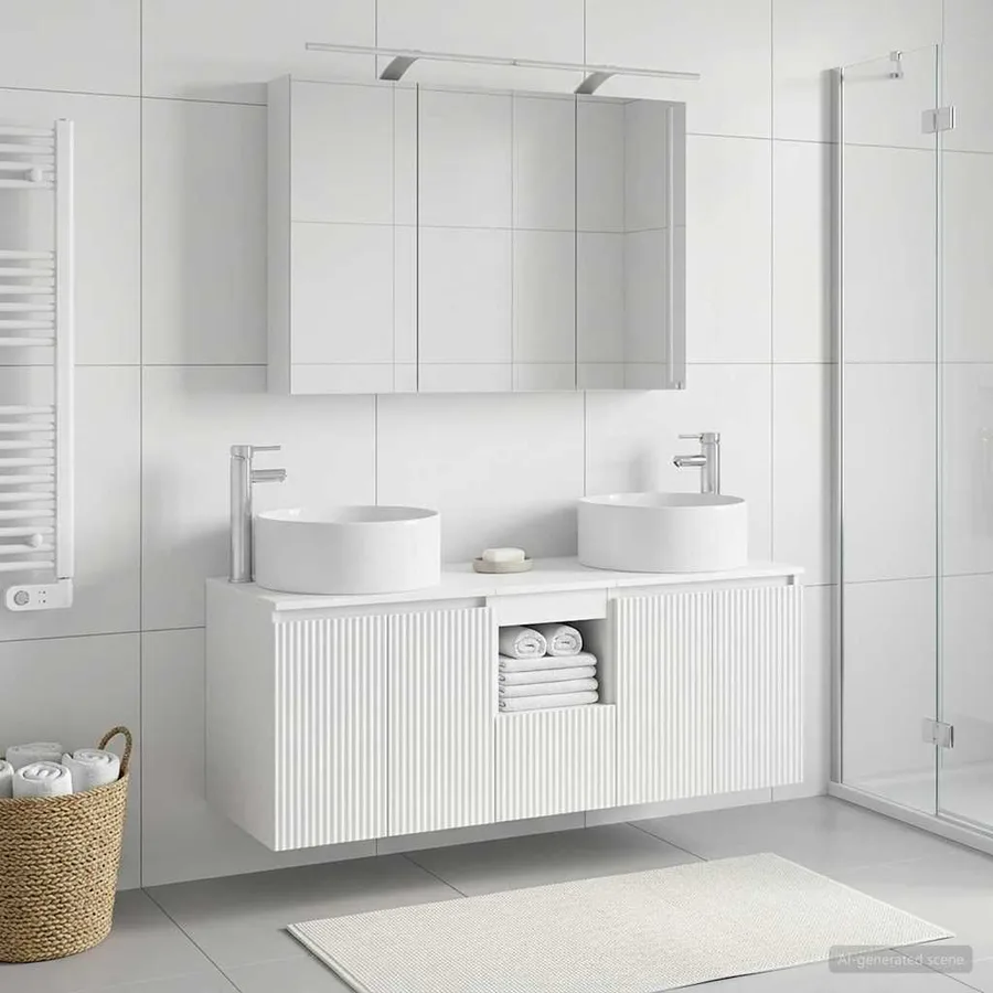 Ensemble d'armoire de salle de bain 4 pcs Blanc - 4
