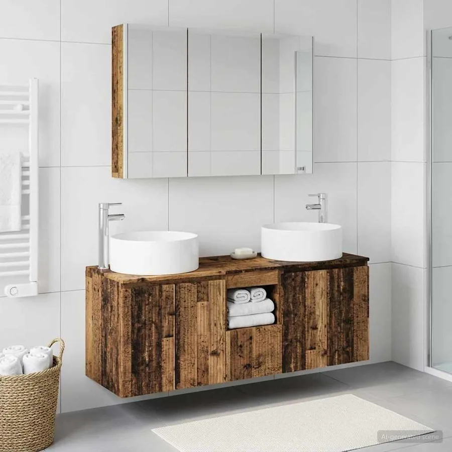 Ensemble d'armoire de salle de bain 4 pcs Bois ancien