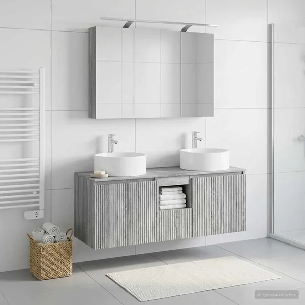 Ensemble d'armoire de salle de bain 4 pcs Sonoma gris