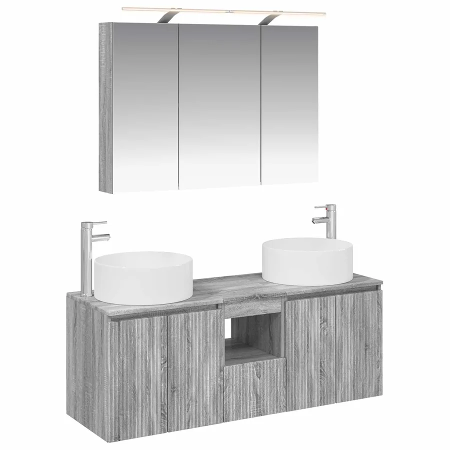 Ensemble d'armoire de salle de bain 4 pcs Sonoma gris - 2