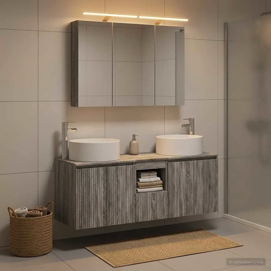 Ensemble d'armoire de salle de bain 4 pcs Sonoma gris - 4