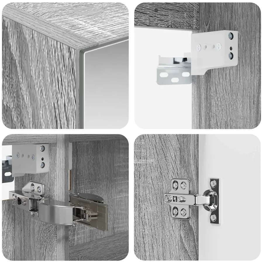 Ensemble d'armoire de salle de bain 4 pcs Sonoma gris - 9