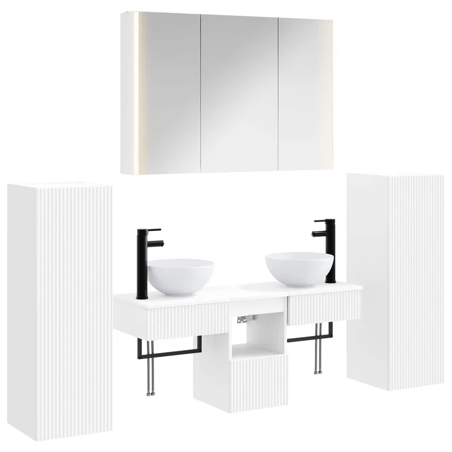 Ensemble de mobilier de salle de bain 6 pcs Blanc - 2