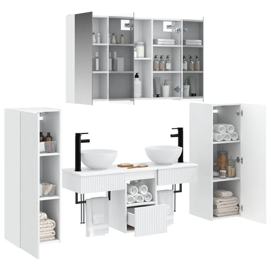 Ensemble de mobilier de salle de bain 6 pcs Blanc - 3