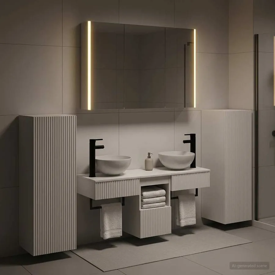 Ensemble de mobilier de salle de bain 6 pcs Blanc - 4