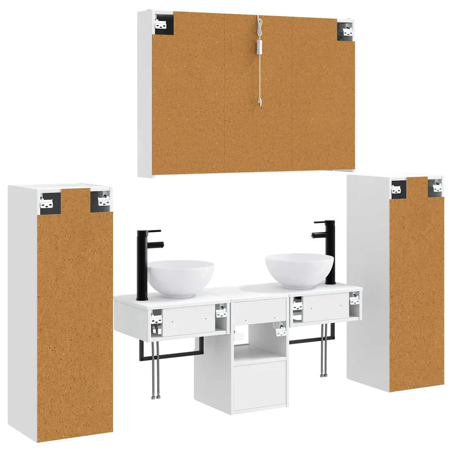 Ensemble de mobilier de salle de bain 6 pcs Blanc - 9
