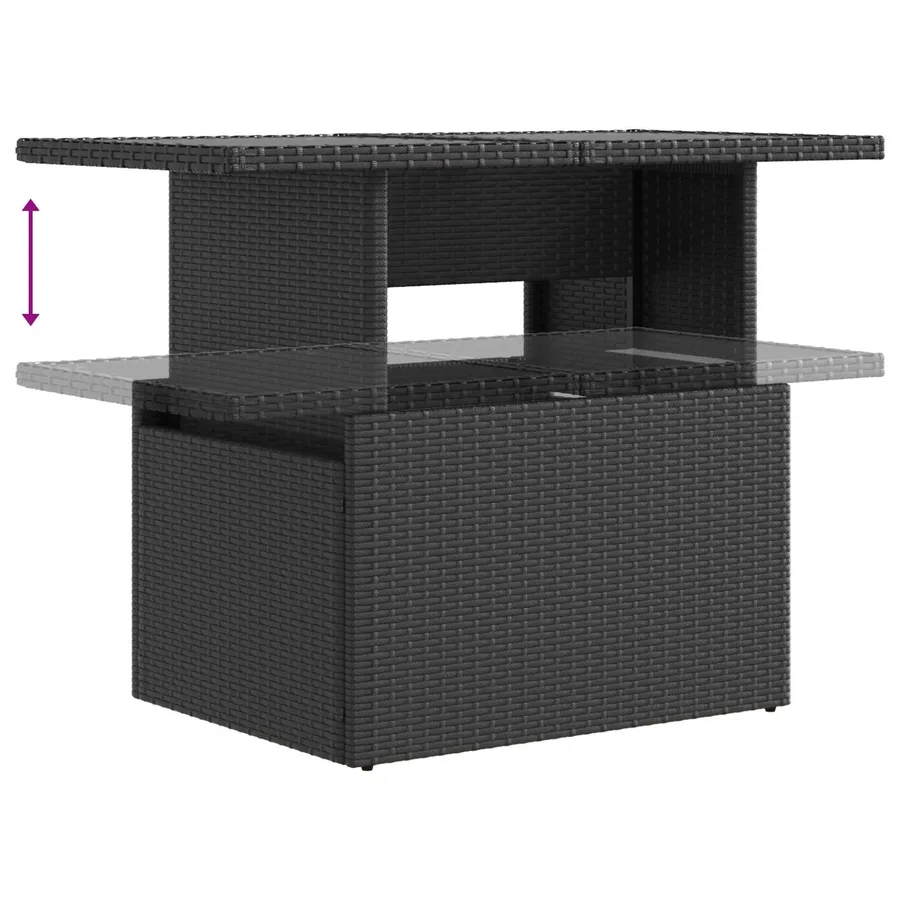 Ensemble de repas extérieur 3 pcs Noir polyrotin - 7