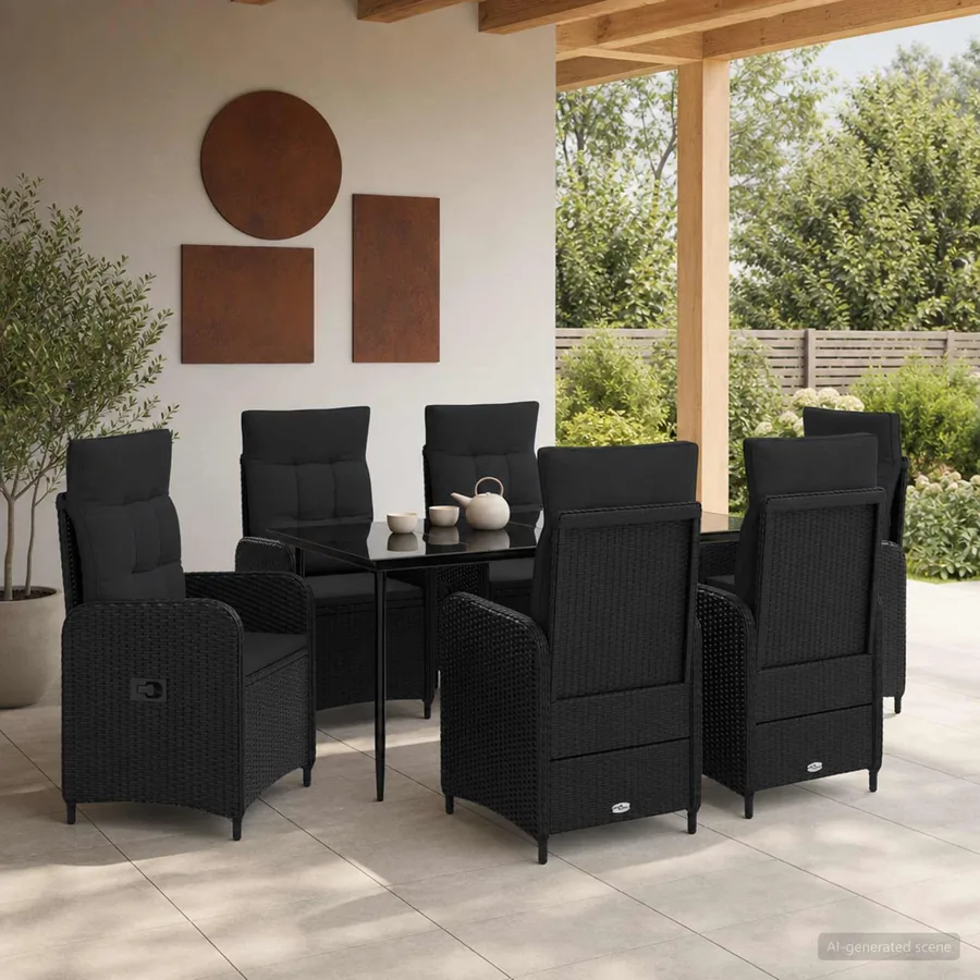 Ensemble de Tables Basses avec coussin avec oreiller 7 pcs