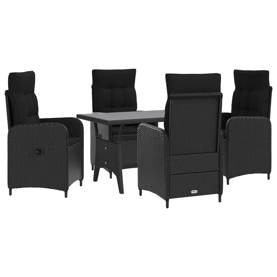 Ensemble de repas extérieur 5 pcs Noir polyrotin - 2