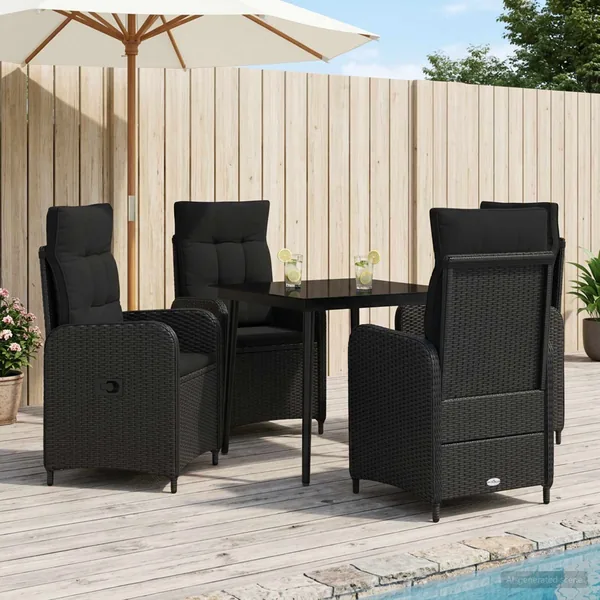 Ensemble de Tables Basses avec coussin avec oreiller 5 pcs Noir