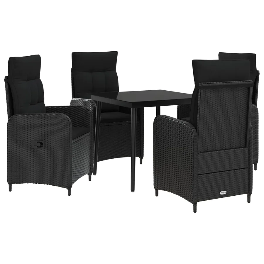 Ensemble de Tables Basses avec coussin avec oreiller 5 pcs Noir - 2
