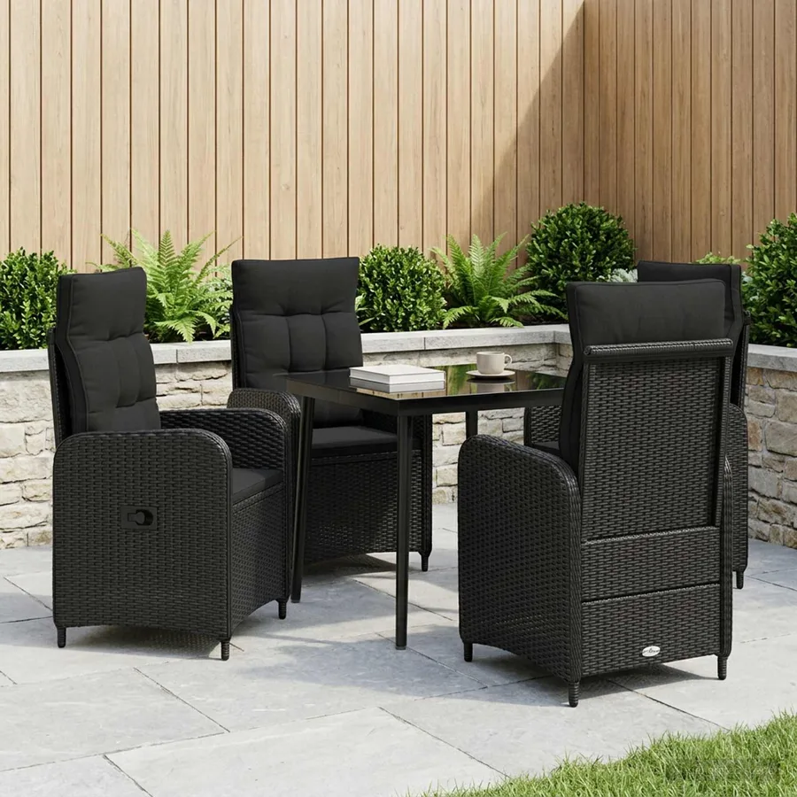 Ensemble de Tables Basses avec coussin avec oreiller 5 pcs Noir - 3