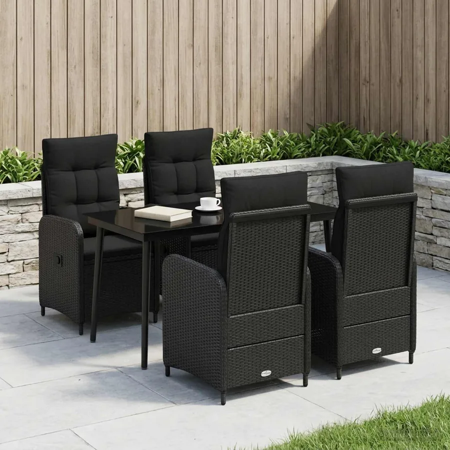 Ensemble de Tables Basses avec coussin avec oreiller 5 pcs Noir