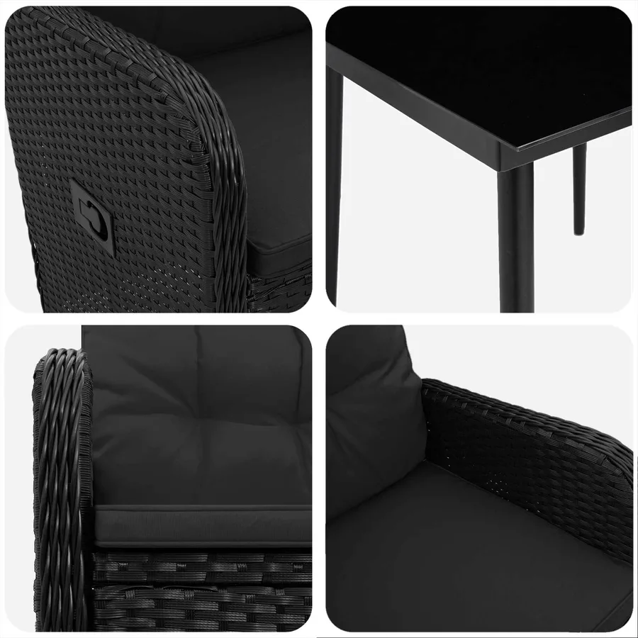 Ensemble de Tables Basses avec coussin avec oreiller 5 pcs Noir - 7