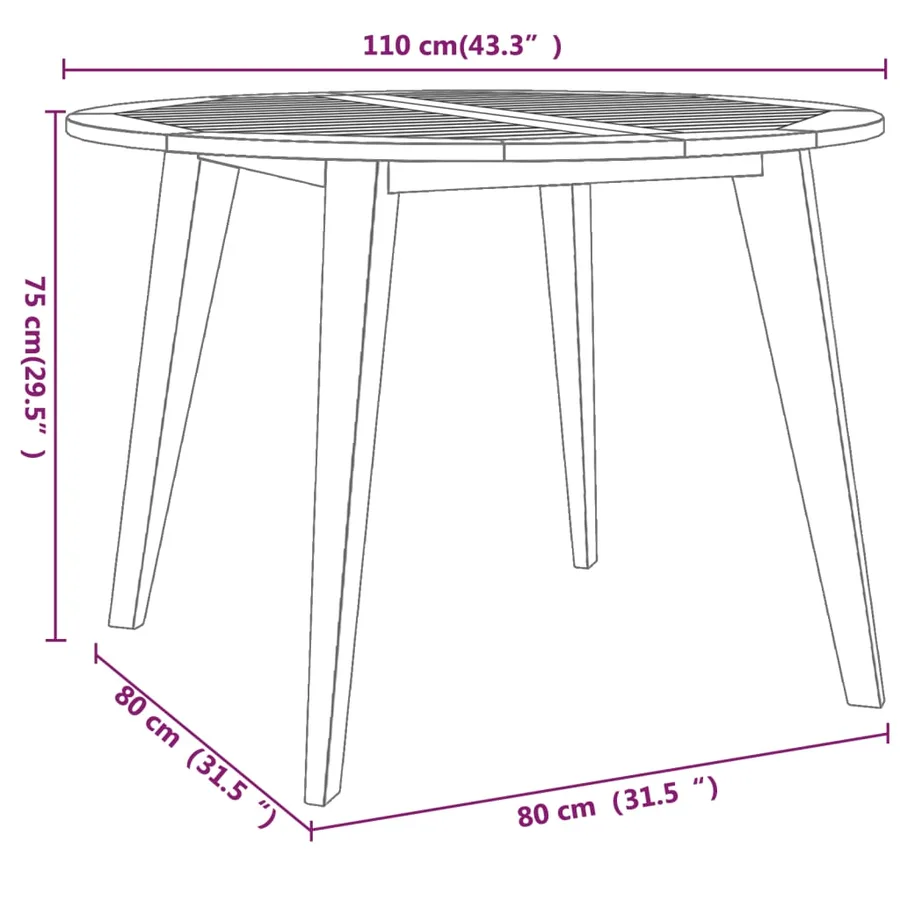 Ensemble à manger de jardin 5 pcs Bois d'acacia solide - 12