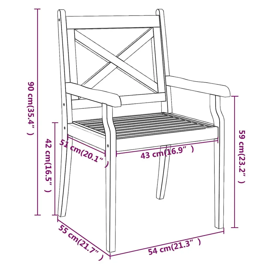 Ensemble à manger de jardin 5 pcs Bois d'acacia solide - 13