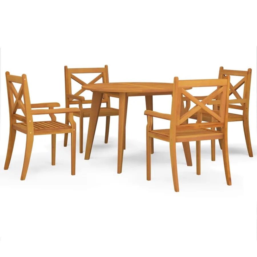 Ensemble à manger de jardin 5 pcs Bois d'acacia solide - 2