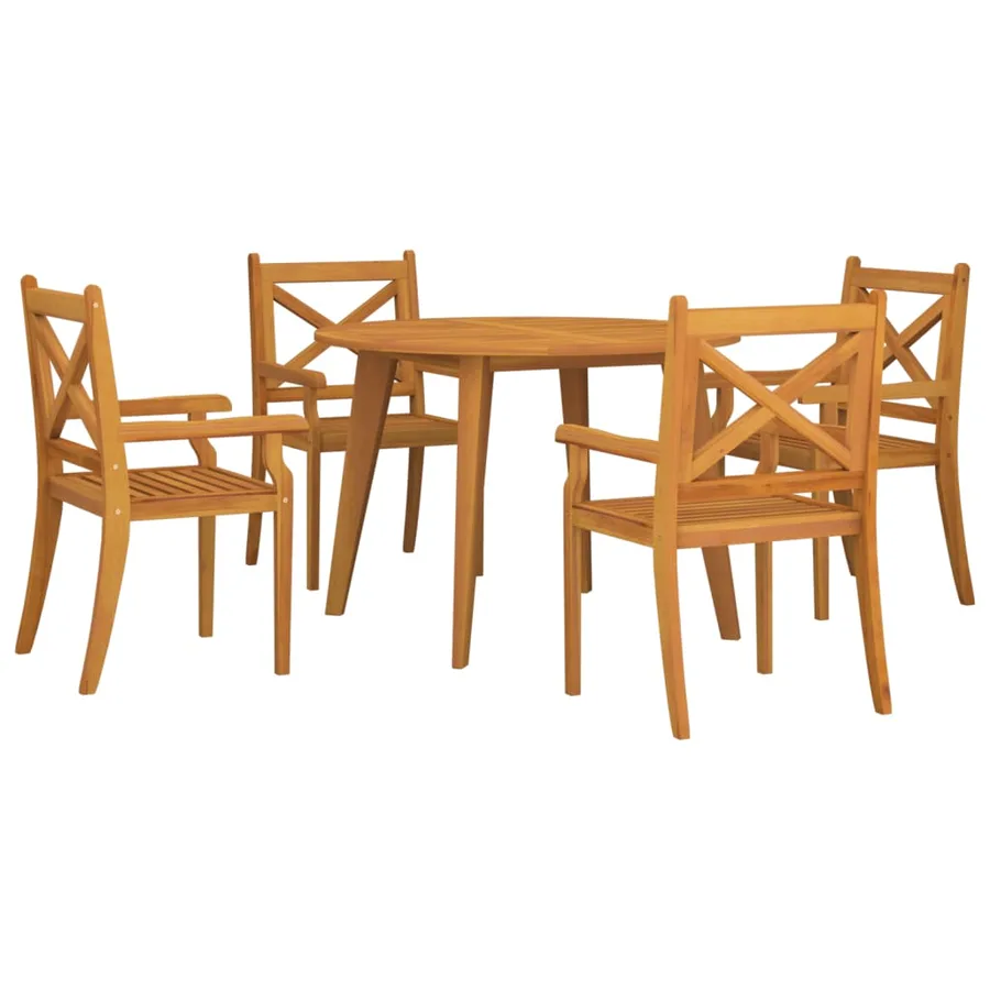 Ensemble à manger de jardin 5 pcs Bois d'acacia solide - 3