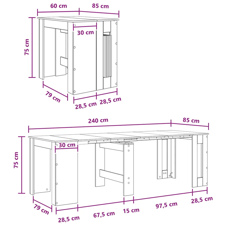 Table à dîner 240 x 85 x 75 cm Bois d'ingénierie Chêne Sonoma - 11