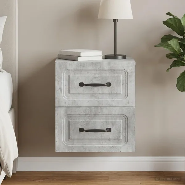 Cabinet de chevet mural Gris béton 34,5 x 33 x 40 cm