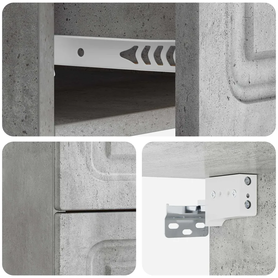 Cabinet de chevet mural Gris béton 34,5 x 33 x 40 cm - 8
