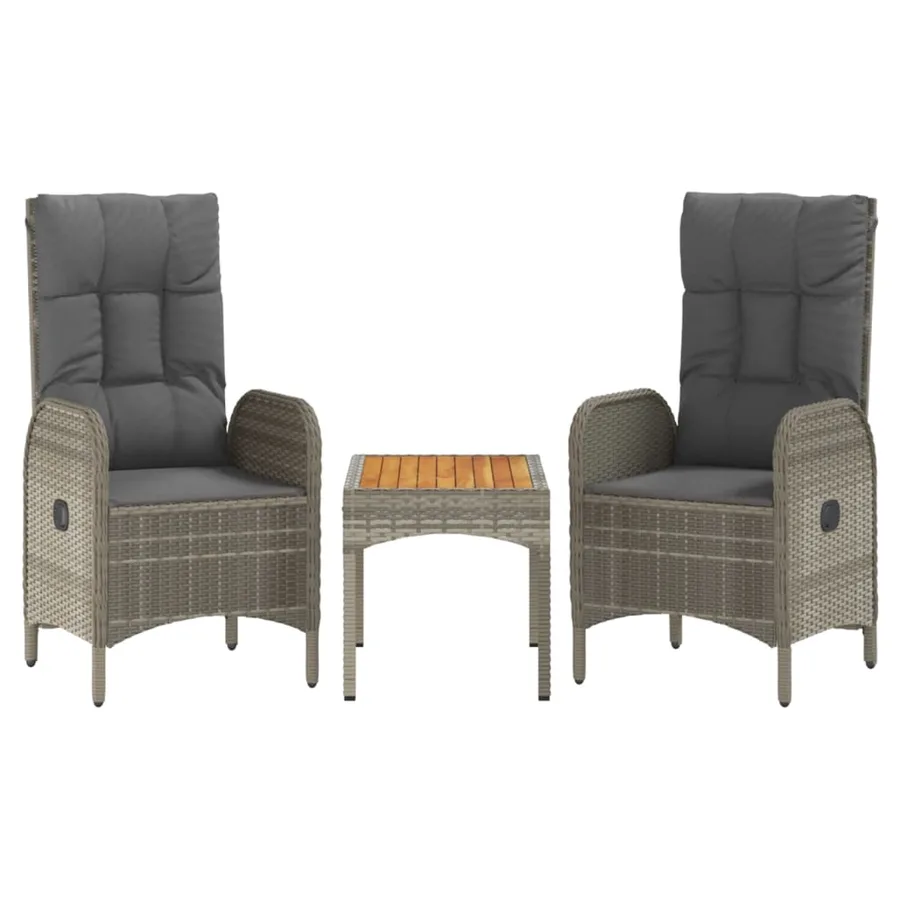 Ensemble à manger de jardin 5 pcs coussins gris résine tressée - 4