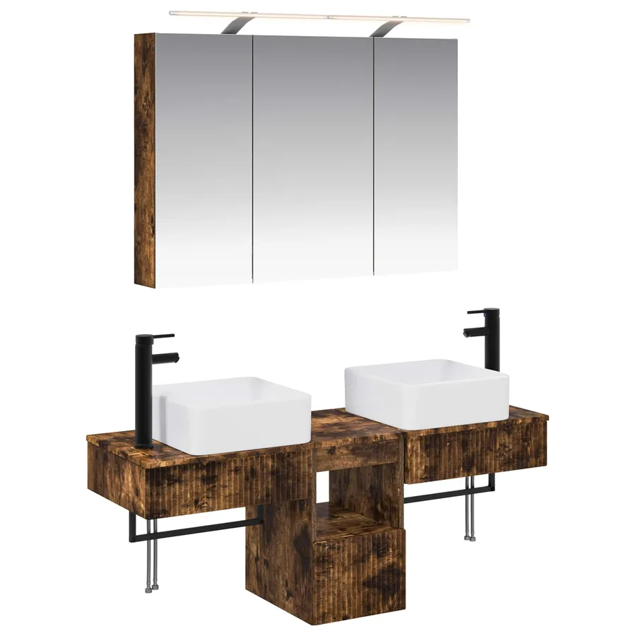 Ensemble d'armoire de salle de bain 4 pcs Chêne fumé - 2