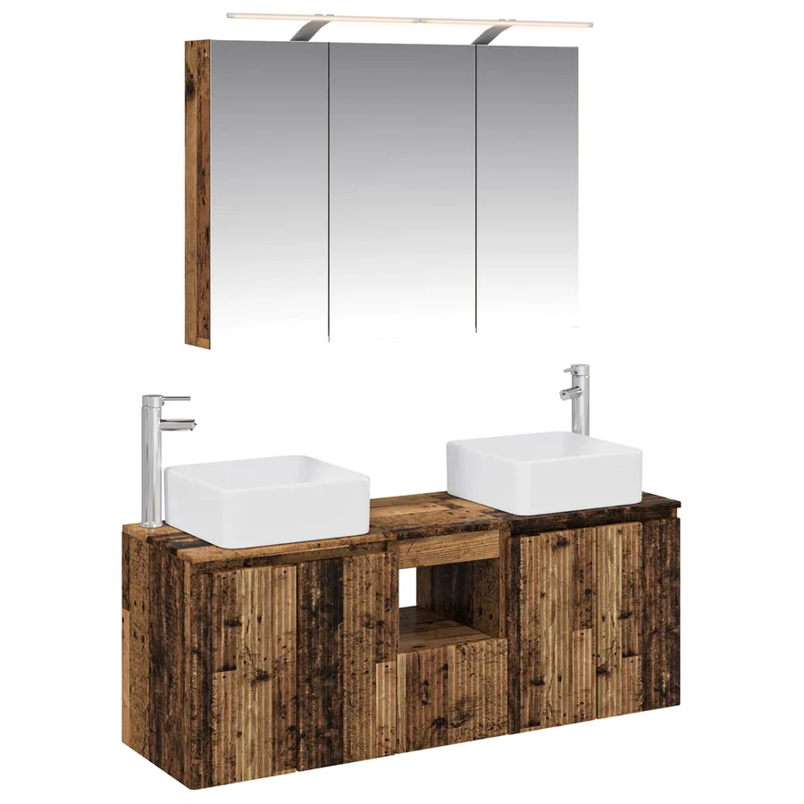 Ensemble d'armoire de salle de bain 4 pcs Bois ancien - 2