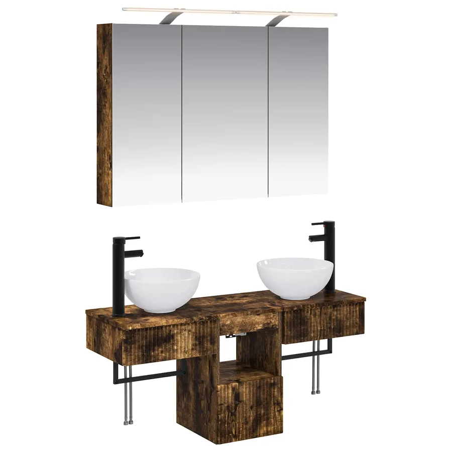 Ensemble d'armoire de salle de bain 4 pcs Chêne fumé - 2