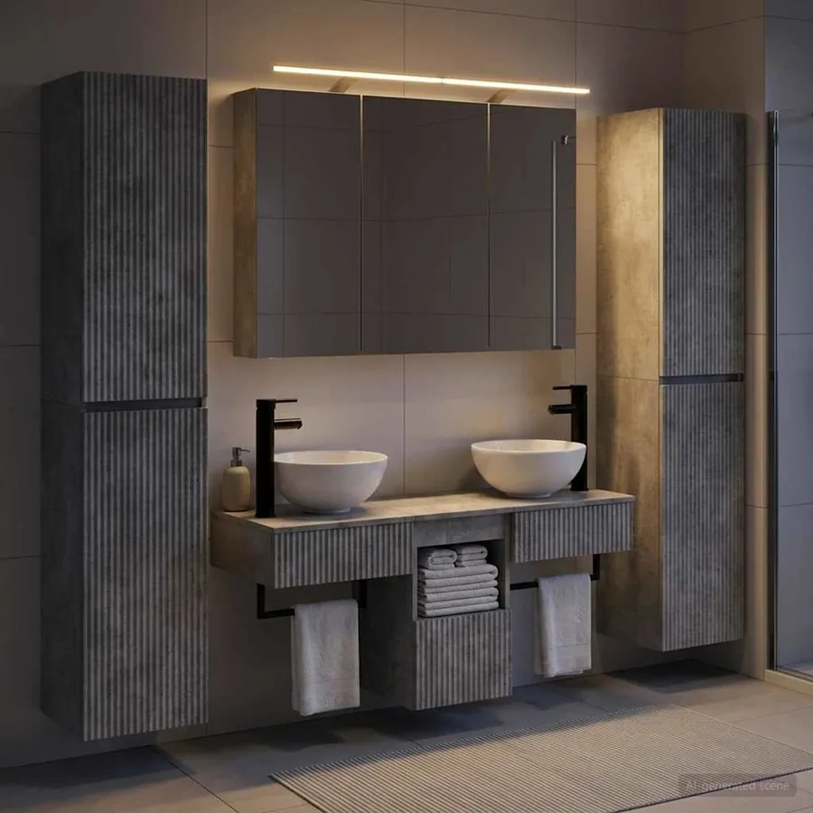 Ensemble de mobilier de salle de bain 6 pcs Gris béton