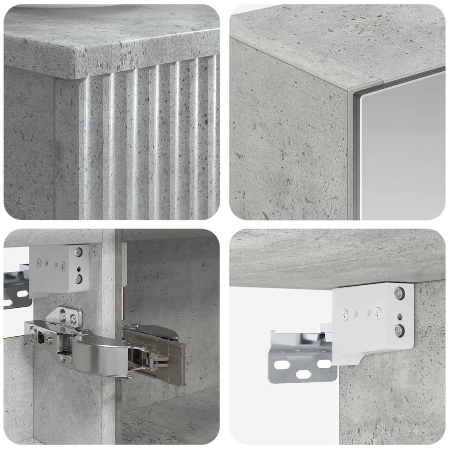 Ensemble de mobilier de salle de bain 6 pcs Gris béton - 8