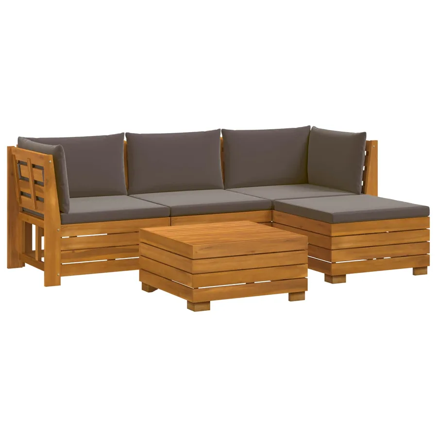 Ensemble de canapés d'extérieur avec coussin 5 Pièce Marron - 2