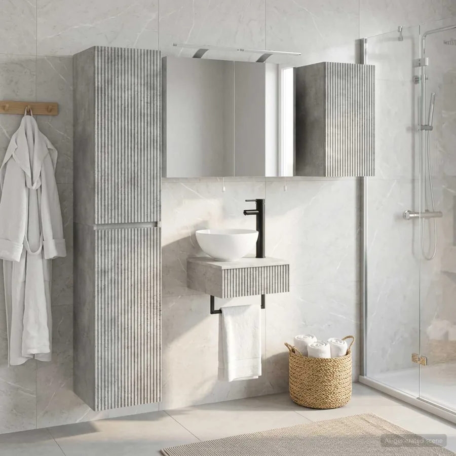 Ensemble de mobilier de salle de bain 5 pcs Gris béton