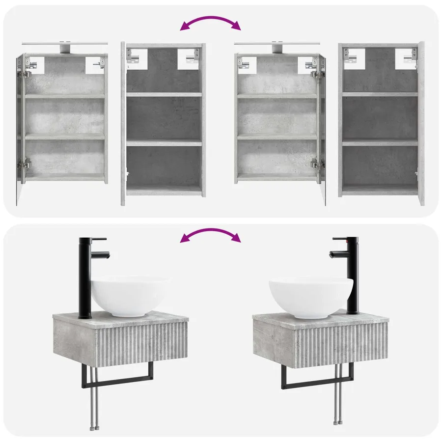 Ensemble de mobilier de salle de bain 5 pcs Gris béton - 14