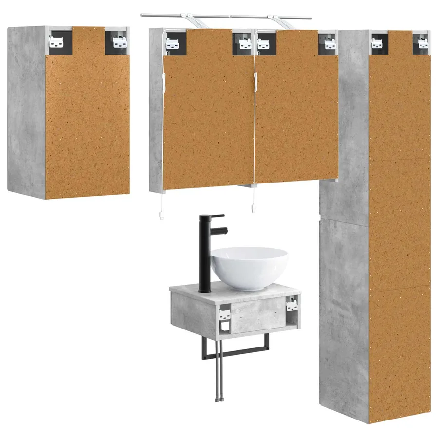 Ensemble de mobilier de salle de bain 5 pcs Gris béton - 9