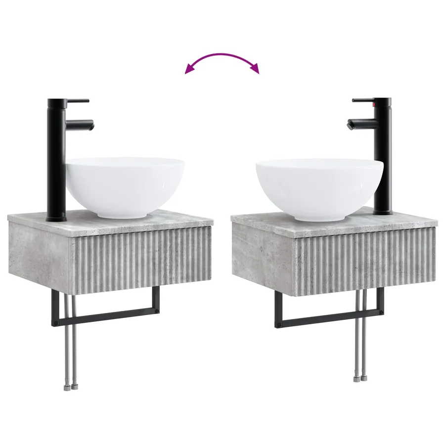 Ensemble de mobilier de salle de bain 6 pcs Gris béton - 13