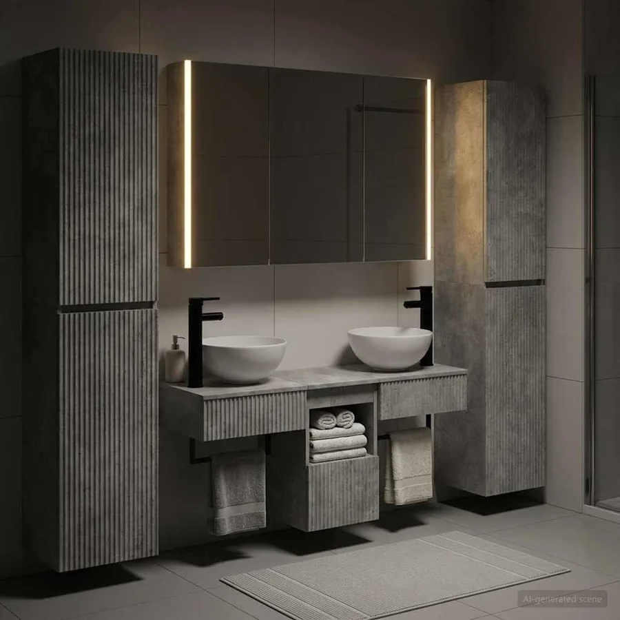 Ensemble de mobilier de salle de bain 6 pcs Gris béton - 4