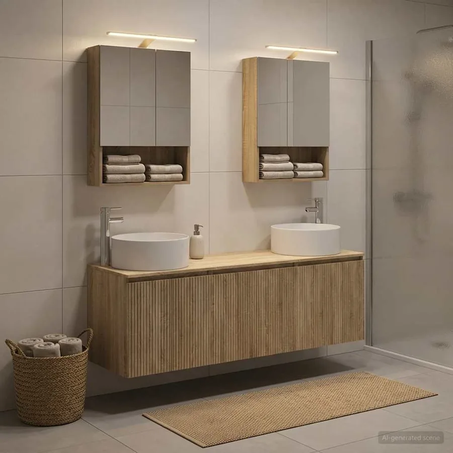 Ensemble d'armoire de salle de bain 5 pcs Chêne Sonoma