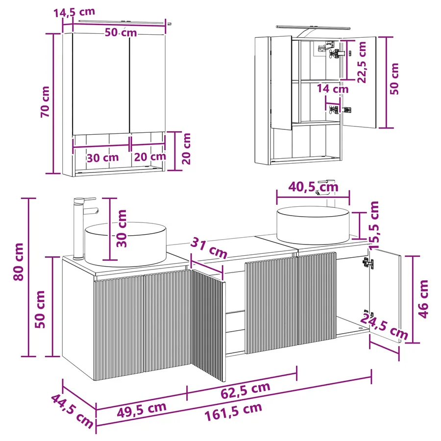 Ensemble d'armoire de salle de bain 5 pcs Chêne Sonoma - 14