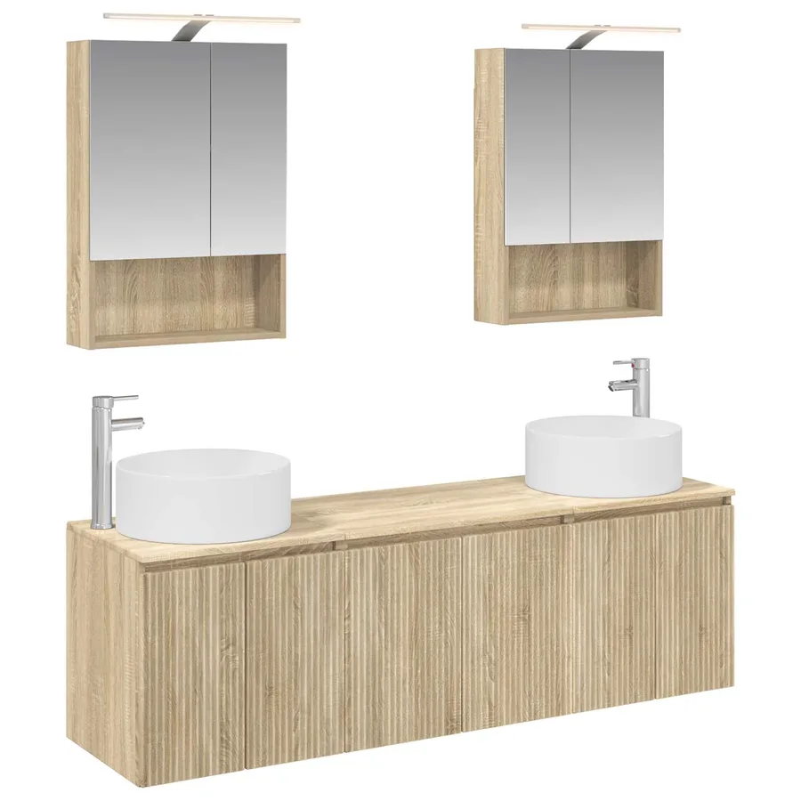 Ensemble d'armoire de salle de bain 5 pcs Chêne Sonoma - 2